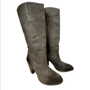 BRONX Knee Suede Leather Olive green Boots Size 39